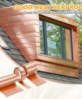 Copper Sheet Roll 3.28ft 1.57in 0.05mm Pure Copper Flashing Plate on building exterior and roll displayed below