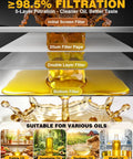 Heavy Duty Commercial Fryer Oil Filter Machine That Goes Hard With No Nonsense Five Layer Filtration For Top Tier Kitchen Cleaning And Smooth Operations showing oil filtration layers and suitable for various oils.