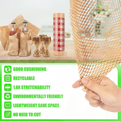 Honeycomb Packing Paper Roll For Moving Eco Friendly Recyclable Cushioning Wrap Bubble Paper Protective Roll 15x230 Feet Includes 36 Fragile Labels Great For Shipping And Protecting Delicate Items