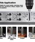 10-24 UNC Tap And Size 25 Drill Bit Set For Metal in action on multiple materials like steel and aluminum, showcasing versatility.