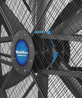 Built Tough 79 Inch Portable Industrial Fan With Pro Grade PMSM Motor close-up of blades and grille for enhanced airflow and cooling.
