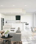 Modern kitchen with 4 Inch LED Recessed Downlight With Baffle Trim And E26 Base Dimmable 2700K Soft White 650 Lumen 50W Equivalent