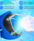 Kids 3 In 1 Protective Gear Set Knee Pads Elbow Pads And Wrist Guards For Ages 7 To 13 Blue showing hard PE shell and foam