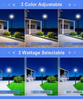 LED Post Top Light 60W/80W/100W Tunable 3000K 4000K 5000K with Photocell ETL DLC listed, outdoor lighting color and wattage options