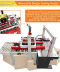 Automatic Carton Sealer And Strapper All In One Box Packing Station with removable sealing heads and BOPP tape application.