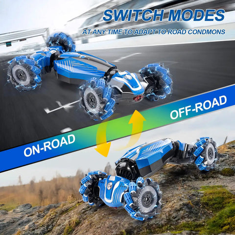 Gesture Sensing RC Stunt Car With 360 Degree Flips And Drifts on road and off-road modes with blue LED lights