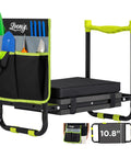 Front view of 10.8 Inch Wide Garden Kneeler And Seat with foldable stool, tool belt pouch, and thickened kneeling pad for easy flipping.