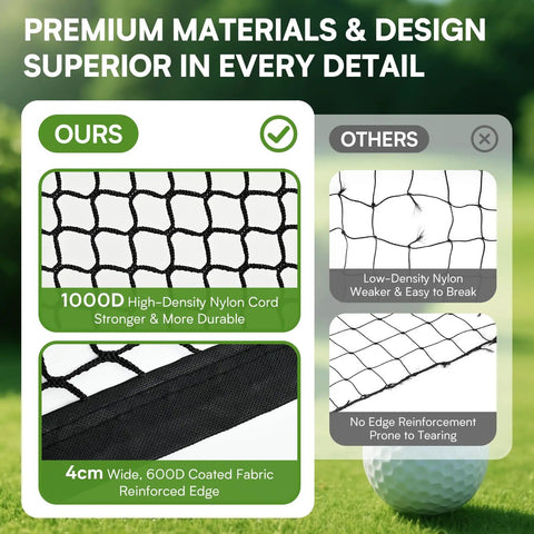 Durable Golf Practice Net And Sports Barrier Net For Targeted Hitting Heavy Duty Nylon Ball Netting material comparison