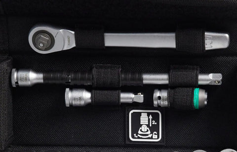 Compact 28 Piece Zyklop Metric Ratchet Set With One Quarter Inch Drive Switch Lever Ultra Slim Metal Ratchets in case