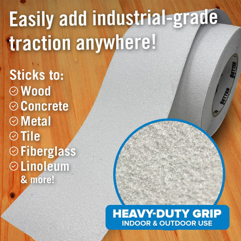 Outdoor Stair Tread Tape Non Slip 4 Inch By 40 Foot White Roll Waterproof Traction Tape for steps decks boats ladders and floors.