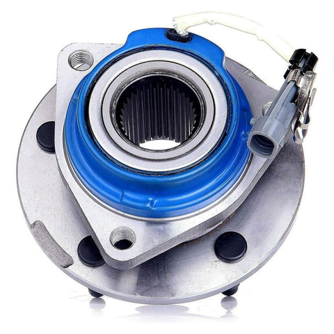 Close-up of Front Wheel Hub Bearing Assembly Pair with ABS Sensor for 2000-2013 Chevy Impala Monte Carlo Century DeVille Grand Prix 2WD