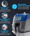Dual Sided ID Card Printer Delivering Automatic Feeding For No Stress Badge Creation And Totally Legit Pro Prints. Front view.