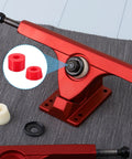 Durable 90A PU Longboard Truck Bushing Kit 10 Pack Rebuild Set for Skateboards with red and white bushings detail