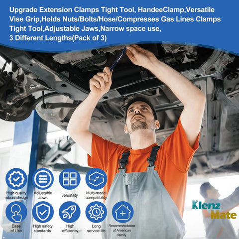 Mechanic using Offset Extension Wrench And Three Length Extension Clamps Set With Half Inch Quarter Inch And Three Eighths Inch Drive Adapters A Handy Workhorse Vise Grip Ratchet Extensions For Tight Spaces Pro Grade Automotive And DIY Tool Kit under car