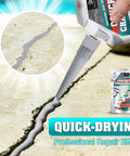 Tough As Nails Self Leveling Concrete Crack Filler Smooth Flow Formula for Driveway application on a crack in concrete surface.