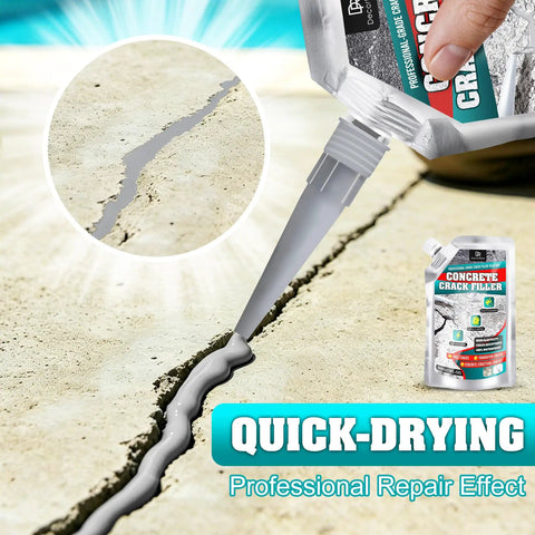 Tough As Nails Self Leveling Concrete Crack Filler Smooth Flow Formula for Driveway application on a crack in concrete surface.