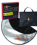 36 Inch Fire Pit Protector For Deck Or Patio Thick 6mm Heat Resistant Mat with black carrying bag and product box shown