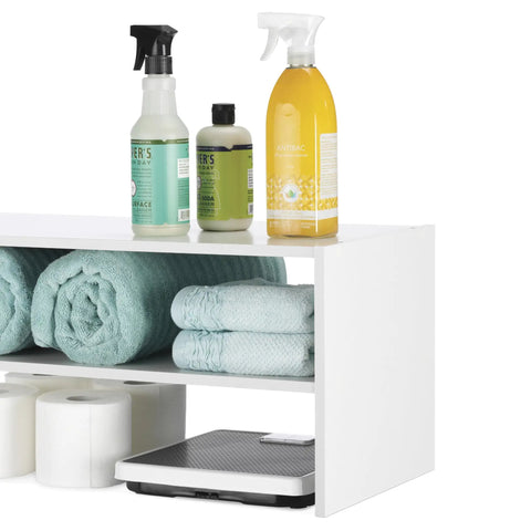Stackable 28 Inch Extra Wide Two Shelf Wooden Shoe Organizer Rack For Closets And Hallways used for bathroom essentials storage