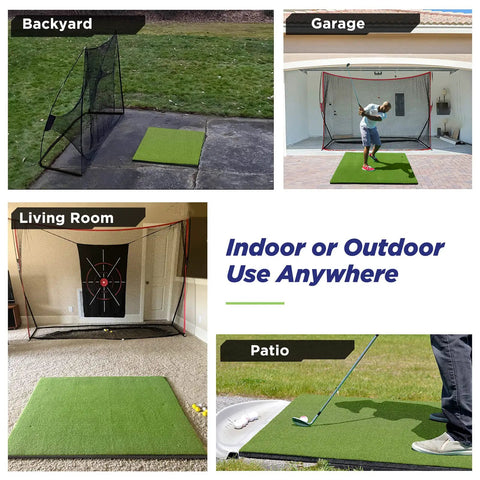 5x4 Ft Golf Hitting Mat Set With 31mm Dense Elite Surface for indoor and outdoor simulator practice in various settings