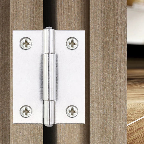 Close-up of Twenty Pack Heavy Duty Stainless Steel Folding Butt Hinges 2 Inch mounted on wood, showcasing flush fit and robust design.