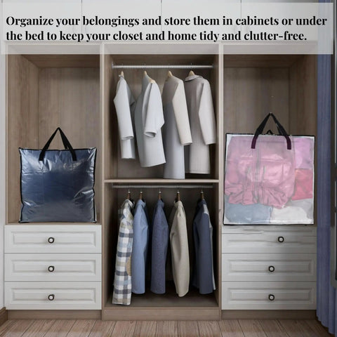 25 Gallon Clear Storage Bags With Zipper And Handles For Closet Organization And Underbed Storage of Clothes in closet