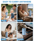 Portable Breast Milk Cooler Bottle With Digital Temp Display keeps nursing bottles fresh for twenty four hours using swift chill cooling tech no sweat design blue used outdoors.