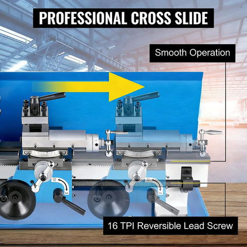 Professional Cross Slide of Badass Seven By Fourteen Inch Bench Top Metal Lathe With Zero To Two Thousand Five Hundred Variable Speed