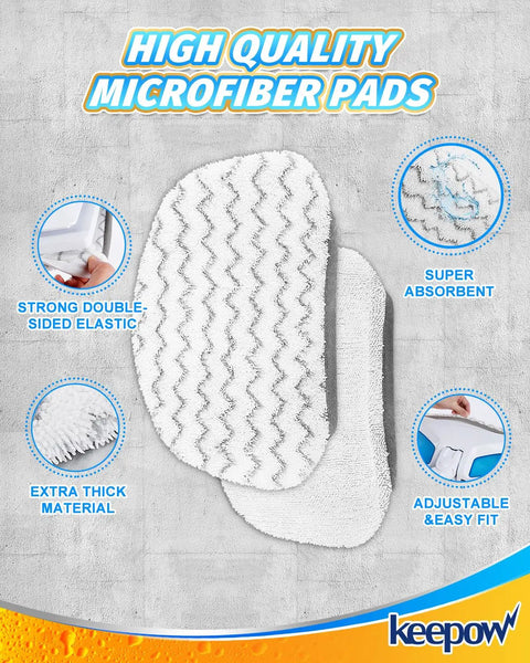 Image of Six Pack Steam Mop Pads For Bissell PowerFresh 1940 1544 1440 Series Replacement Microfiber Rags with features highlighted.