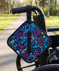 Silver Enhanced Pee Cloth for Women Hiking On The Go Travel Urinal Alternative Reusable Absorbent Cloth with floral pattern on wheelchair