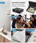 Lockable Cash Box With Coin Tray Durable Metal Money Box With Key Lock For Bills And Change Portable Organizer