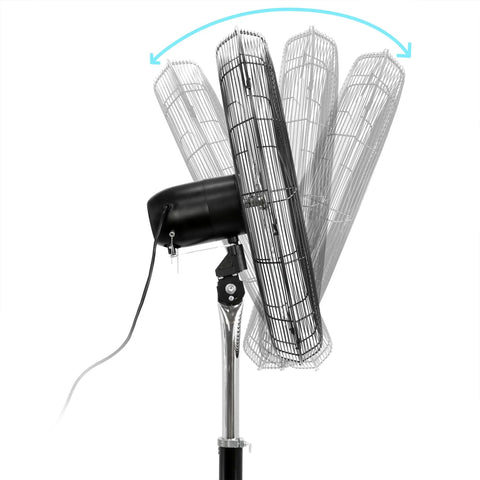 Side view of 30 Inch Industrial Heavy Duty Pedestal Oscillating Metal Stand Fan with all metal construction and oscillating feature