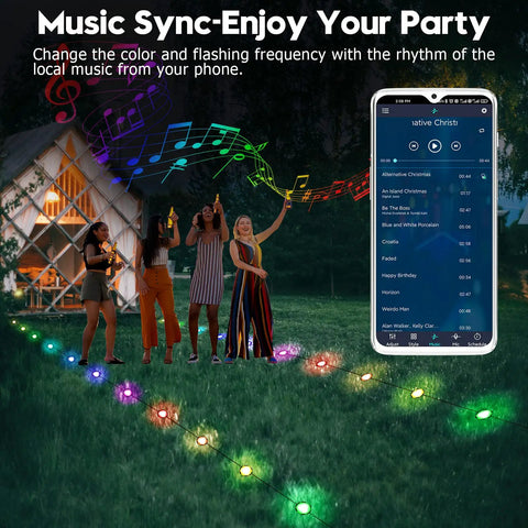 RGB Pathway Lights 42 Ft With USB Charging Waterproof Yard Garden Walkway Lights Smart App Control And Remote Music Sync Timing