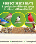 Clear Window Bird Feeder With Suction Cup Hanger, Three Section Tray And Roof Cover, Weatherproof Acrylic Plastic Bird Feeder for bird watching
