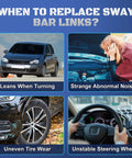 When to replace sway bar links? Front Sway Bar End Link Kit For Ford Escape EcoSport Fiesta RAV4 Mazda CX5 CX9 Tribute And More Durable Front Stabilizer Link Replacement Direct Bolt On Fit With Superior Bushings For Smoother Handling And Quieter Ride