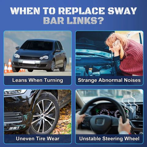 When to replace sway bar links? Front Sway Bar End Link Kit For Ford Escape EcoSport Fiesta RAV4 Mazda CX5 CX9 Tribute And More Durable Front Stabilizer Link Replacement Direct Bolt On Fit With Superior Bushings For Smoother Handling And Quieter Ride