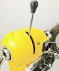 Real Deal Sectional Sewer Snake Machine 1.5 HP Drain Cleaner with 120 Foot Cable and Six Piece Cutter Set from an angle highlighting motor and handle.