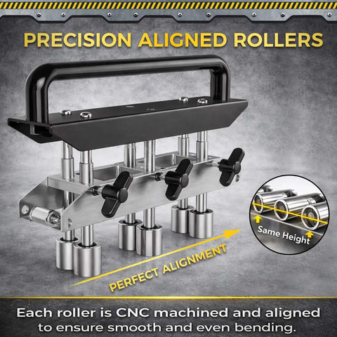 Three Station Edge Roller Bender for Standing Seam Roofing, Pro Grade Metal Roof Bending Tool with precision aligned rollers