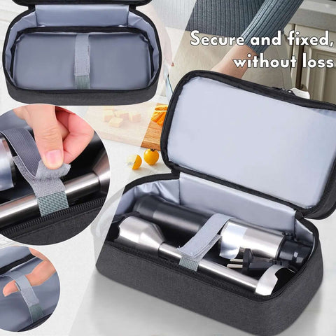 Solid Double Layer Hand Blender Storage Bag And Handy Mixer Transport Case For Kitchen Appliance Protection And Zero Drama Pantry Organization With Generous Padding And Heavy Duty Polyester showing padded interior and secure strap.