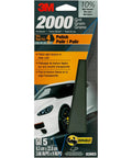 3M 2000 grit sandpaper packaging for wet and dry clear coat polishing, 3.66x9 inch, waterproof silicon carbide, auto repair
