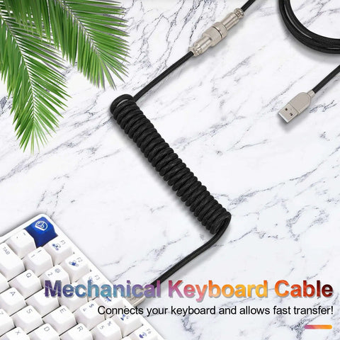 Amp Up Your Rig With This Badass Usb C Coiled Keyboard Cable Featuring Heavy Duty Braided Shield Detachable Type C Connector Smooth Retracting Rock Solid Double Sleeve Design For Mech Keyboards In Pink