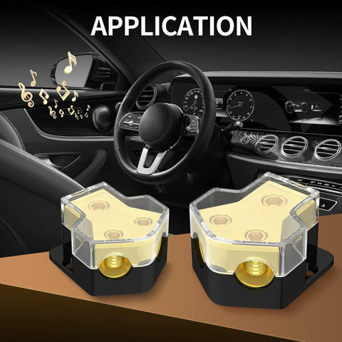 Beefed Up 12V Power Distribution Block For Car Audio And Boat 2 Way Amp Splitter In 0 2 4 Gauge Out 4 6 8 Gauge Ground Block With Clear Covers Heavy Duty Automotive And Marine Wiring Hub, two blocks with covers