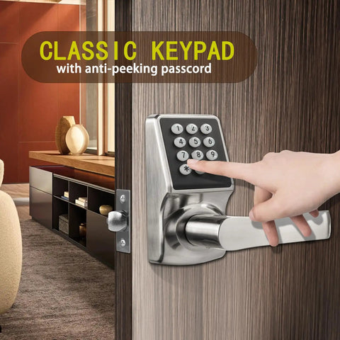No Sweat Keyless Entry Door Lock With Keypad And Smart Handle Electronic Deadbolt Built For Ic Cards Personal Passcodes And App Access To Keep Your Home Legit Secure In Silver