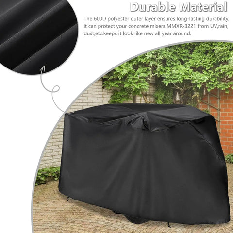 All Weather Heavy Duty Cement Mixer Cover Built Tough With Waterproof Oxford Fabric Shield Dustproof Rain Guard For Road Repair And Construction Sites Portable Mud Mixer Protector To Keep Equipment Clean