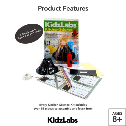 Hands On Kitchen Science Kit For Kids And Teens Six Dope Chemistry Experiments Easy DIY STEM Toy Gift For Boys And Girls At Home Learning With Everyday Household Items, featuring experiment components and packaging.