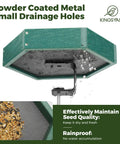 Adjustable Clamp On Deck Bird Feeder For Balcony Railings Featuring Dead Simple No Drill Installation Quick Setup For Porches And Fences Crafted From Recycled Poly Lumber And Tough Powder Coated Metal showing drainage holes.