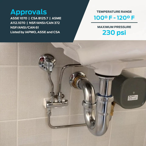 3/8 Inch Thermostatic Mixing Valve With Compression Connections, Tee And Integral Checks For Under-Sink Use No Sweat Scald Protection