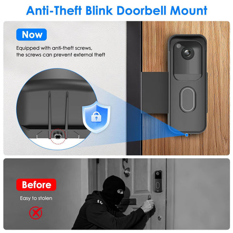 Anti Theft Doorbell Mount For All New 2nd Gen Video Doorbell No Drilling Rent Friendly Mount installed on door with anti-theft screws