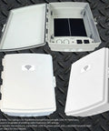 Rugged Waterproof NEMA Enclosure With AC Outlet Built To Handle Indoor And Outdoor Use Junction Box open and closed