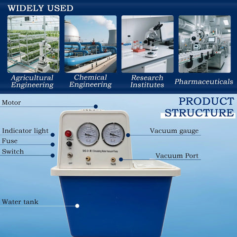 Circulating Water Vacuum Pump 110V Laboratory Vacuum Pump With Dual Gauge 15L Capacity For Vacuum Filtration And Evaporation