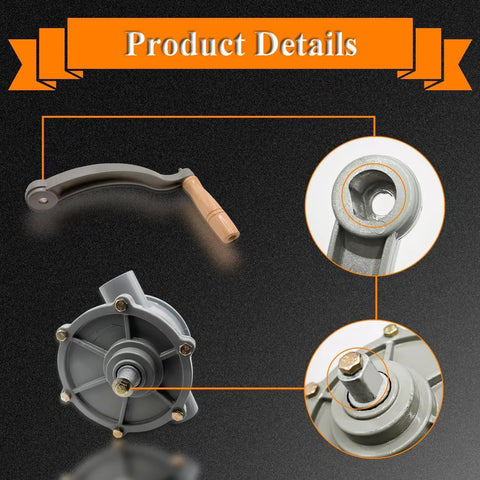 Rotary Hand Oil Transfer Pump For Gas Caddies And Drums Aluminum 10 To 55 Gallon Fuel Pump With 1.25 Inch Outlet Two Way Siphon And Dispense For Gas Diesel And Light To Medium Viscosity Oils, product details view